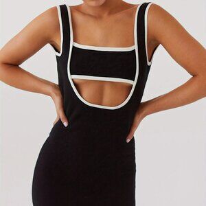 Contrast Edging Cutout Bandeau Bodycon Dress